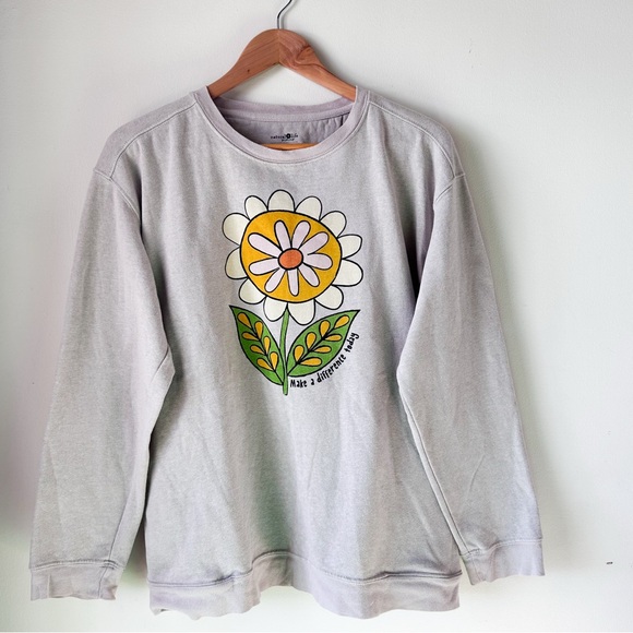 Natural Life Cozy Pocket Oversized Make a Difference Today Flower Sweatshirt S - Picture 6 of 8